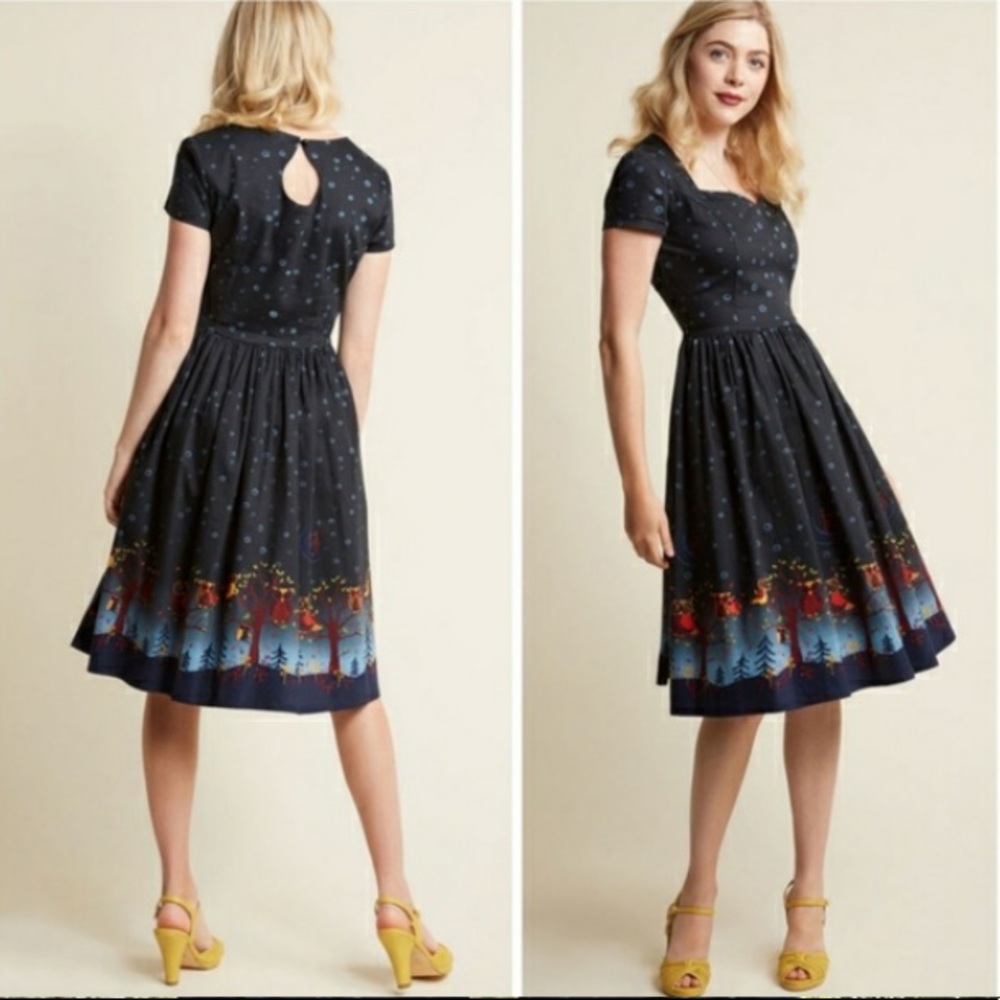 NWT Banned Apparel Dancing Days Blue Owl Dress